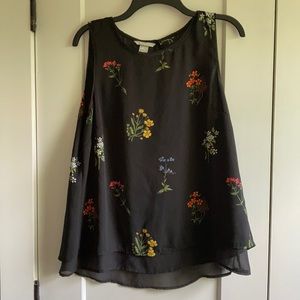 H&M Floral Black Blouse